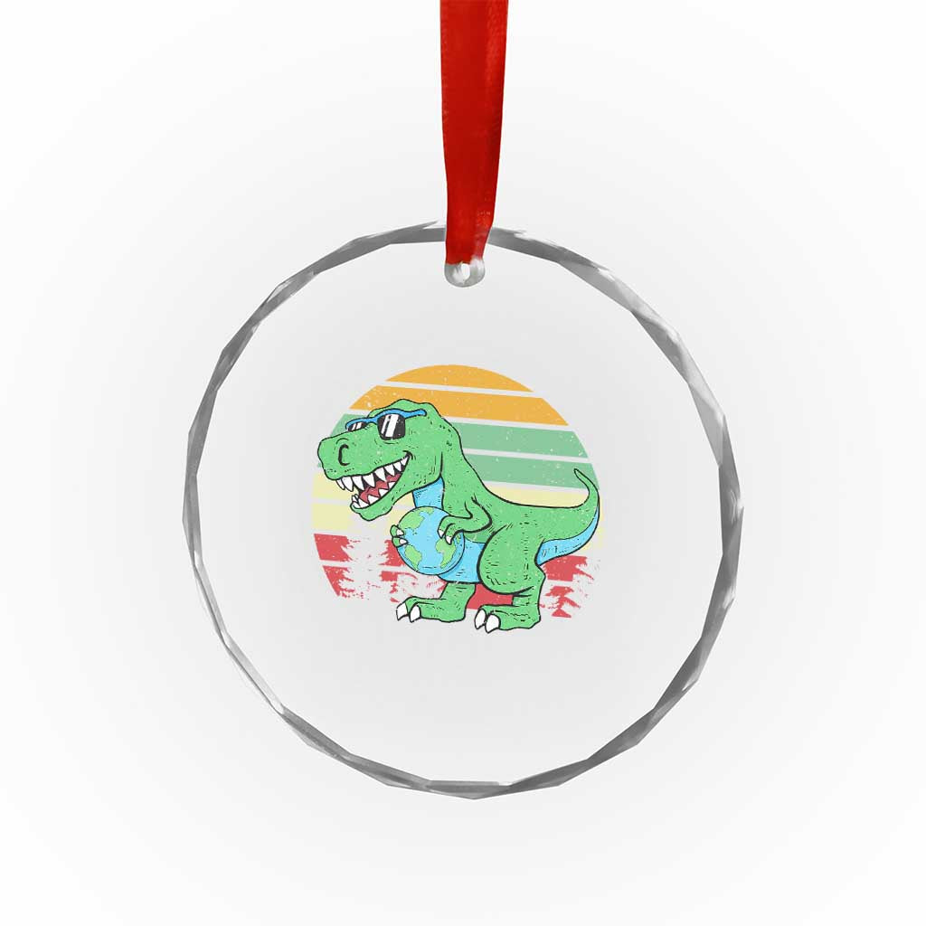 Funny Earth Day Dinosaur Lover Crystal Glass Ornament Save The Planet