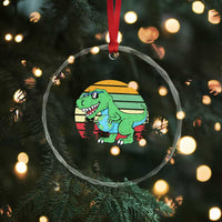 Funny Earth Day Dinosaur Lover Crystal Glass Ornament Save The Planet
