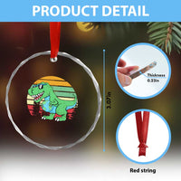 Funny Earth Day Dinosaur Lover Crystal Glass Ornament Save The Planet