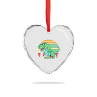 Funny Earth Day Dinosaur Lover Heart Crystal Glass Ornament Save The Planet