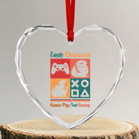 Funny Easily Distracted By Guinea Pigs And Gaming Heart Crystal Glass Ornament Game Lover Gift - Wonder Print Shop