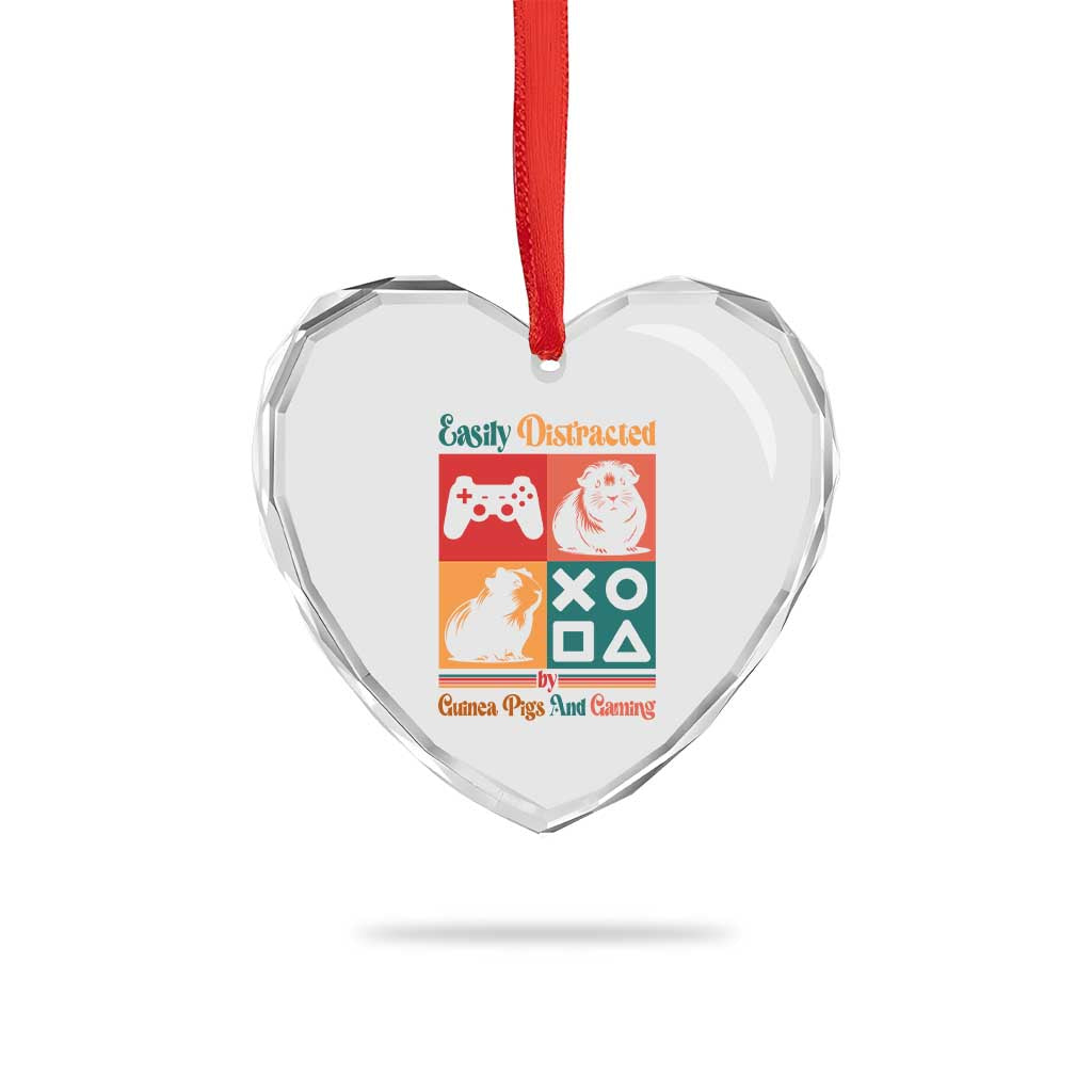 Funny Easily Distracted By Guinea Pigs And Gaming Heart Crystal Glass Ornament Game Lover Gift - Wonder Print Shop