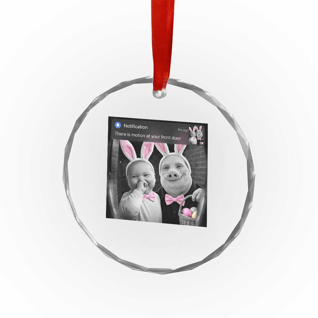 Funny Easter AI Baby with John Pork Meme Crystal Glass Ornament There Is Motion at Your Front Door Notification Humor