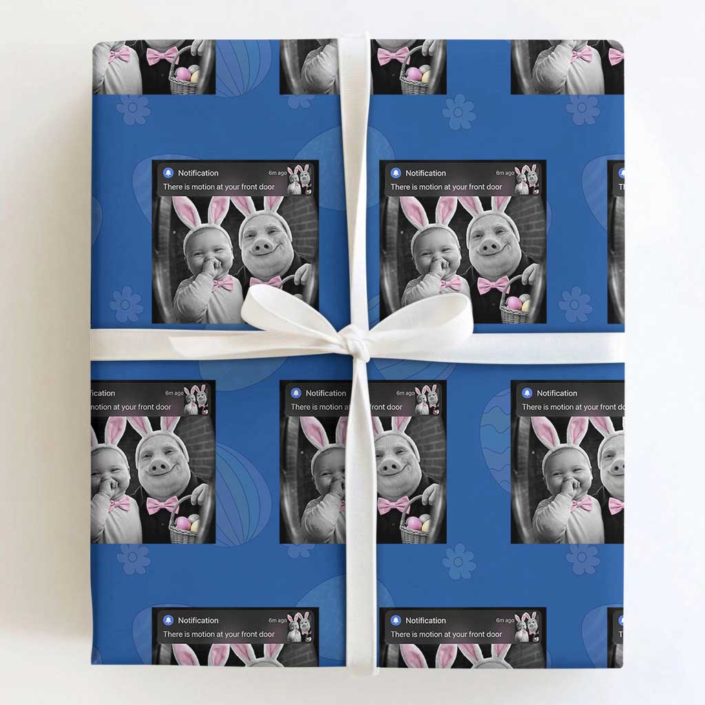 Funny Easter AI Baby with John Pork Meme Wrapping Paper Roll There Is Motion at Your Front Door Notification Humor