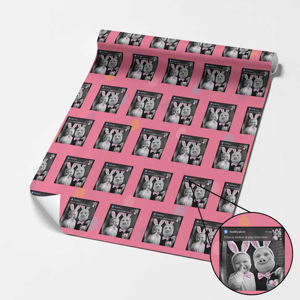 Funny Easter AI Baby with John Pork Meme Wrapping Paper Roll There Is Motion at Your Front Door Notification Humor