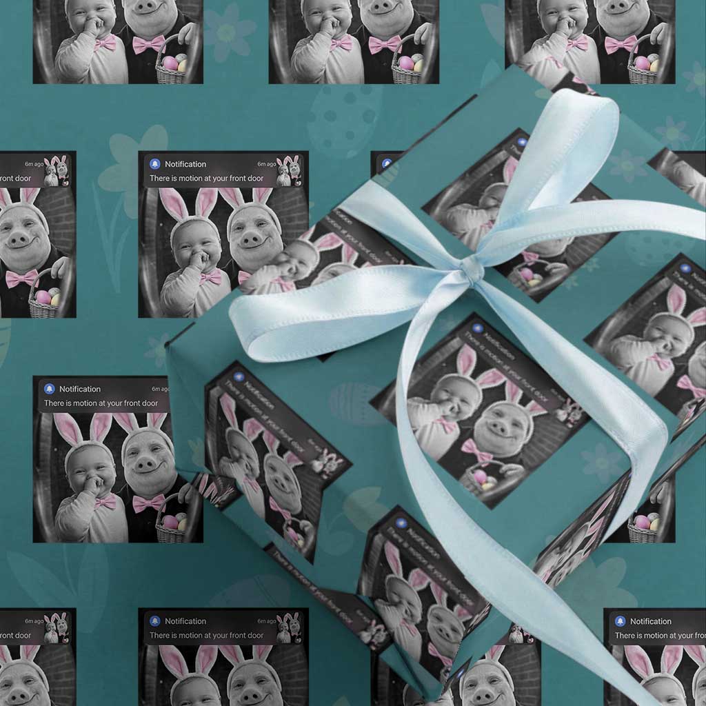Funny Easter AI Baby with John Pork Meme Wrapping Paper Roll There Is Motion at Your Front Door Notification Humor