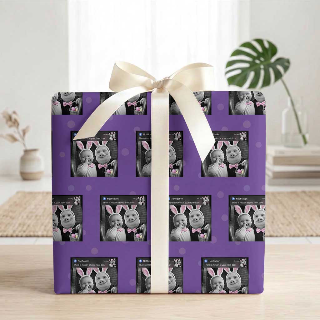 Funny Easter AI Baby with John Pork Meme Wrapping Paper Roll There Is Motion at Your Front Door Notification Humor