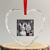 Funny Easter AI Baby with John Pork Meme Heart Crystal Glass Ornament There Is Motion at Your Front Door Notification Humor