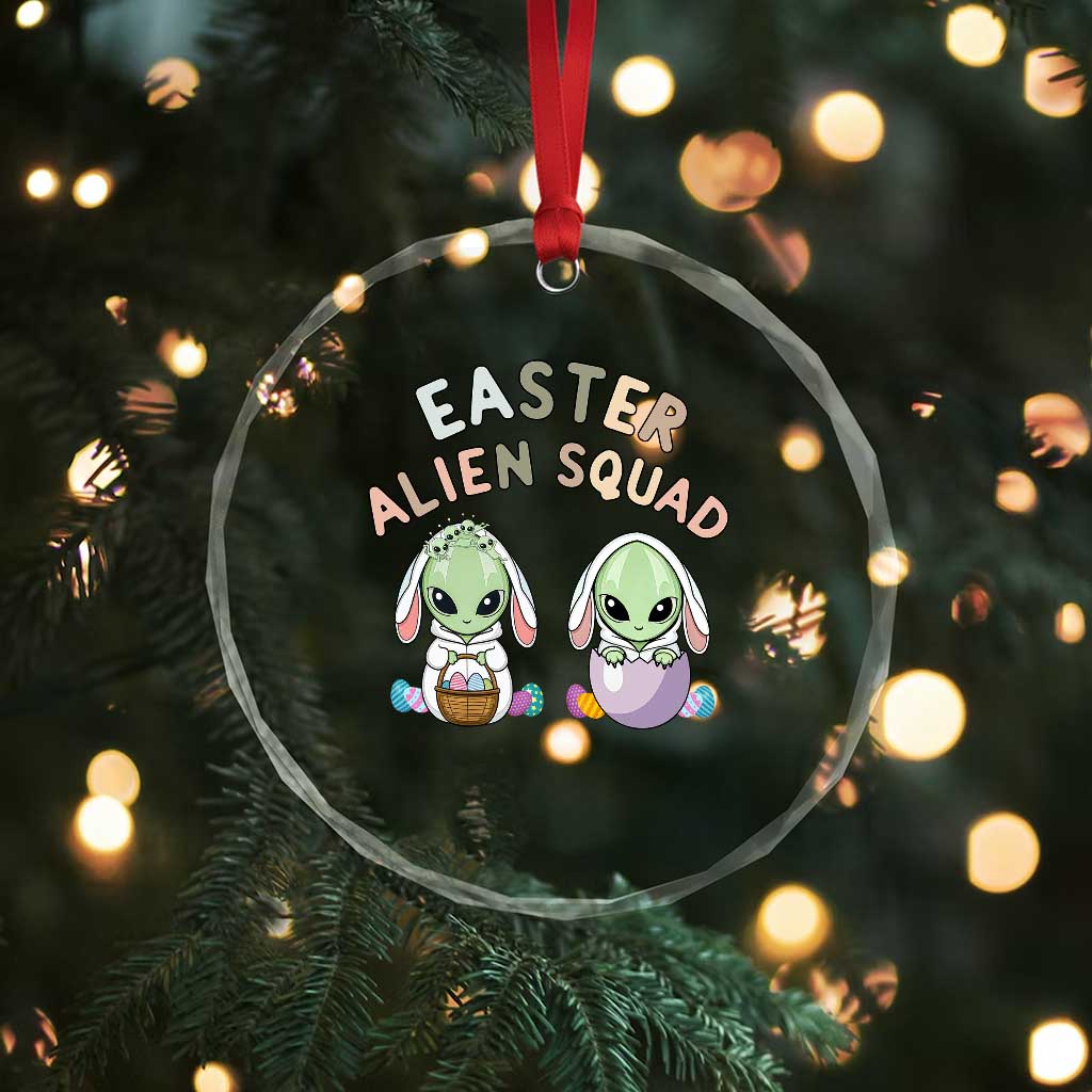 Funny Easter Alien Squad Bunny Ears Gift Crystal Glass Ornament