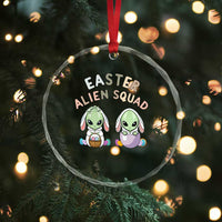 Funny Easter Alien Squad Bunny Ears Gift Crystal Glass Ornament