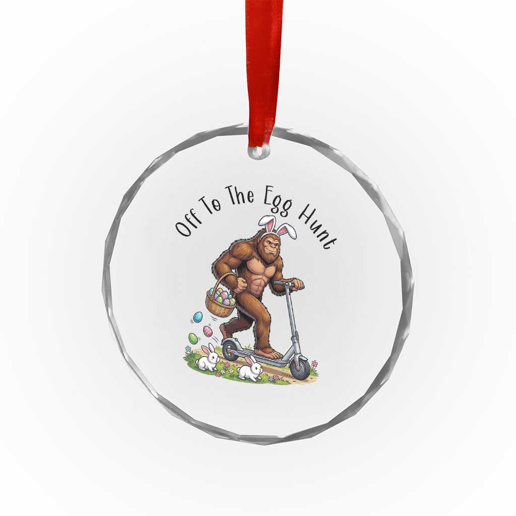 Funny Easter Bigfoot Crystal Glass Ornament Off To The Egg Hunt