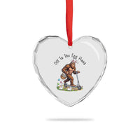 Funny Easter Bigfoot Heart Crystal Glass Ornament Off To The Egg Hunt