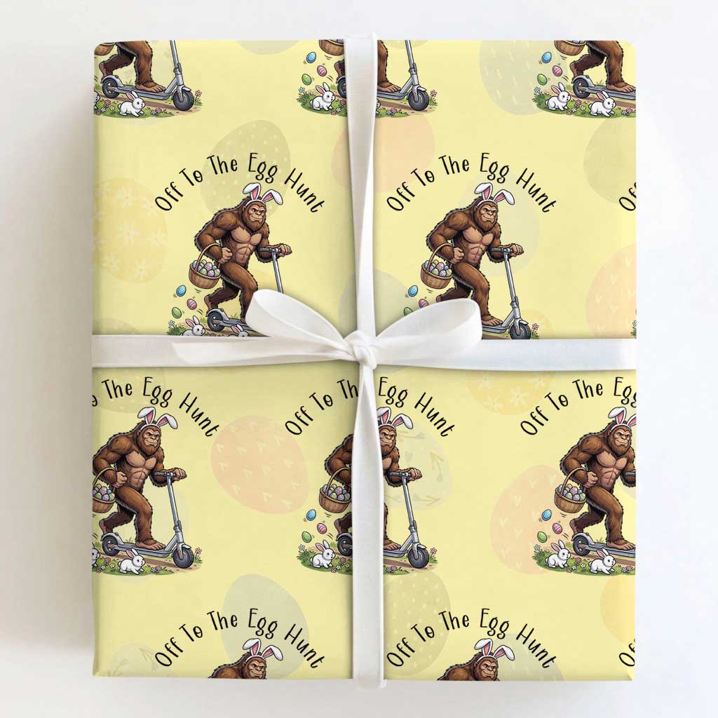Funny Easter Bigfoot Wrapping Paper Roll Off To The Egg Hunt