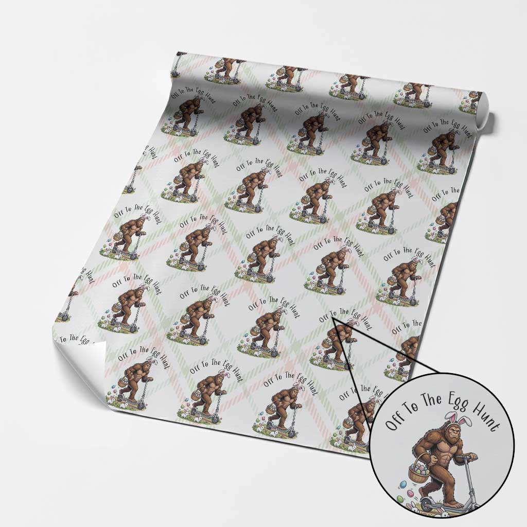 Funny Easter Bigfoot Wrapping Paper Roll Off To The Egg Hunt