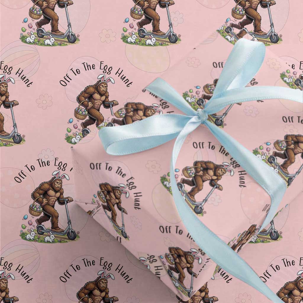 Funny Easter Bigfoot Wrapping Paper Roll Off To The Egg Hunt