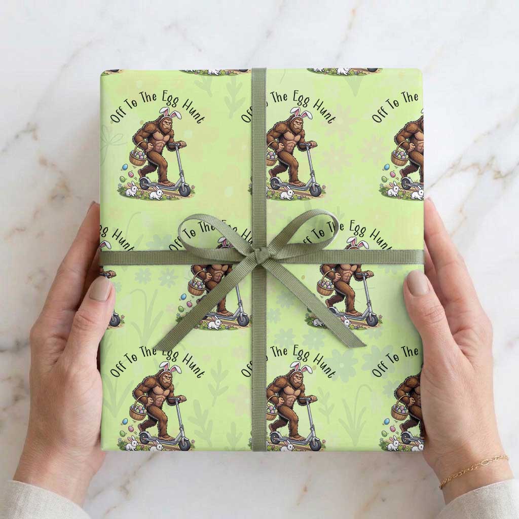 Funny Easter Bigfoot Wrapping Paper Roll Off To The Egg Hunt