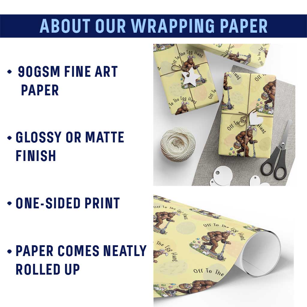 Funny Easter Bigfoot Wrapping Paper Roll Off To The Egg Hunt