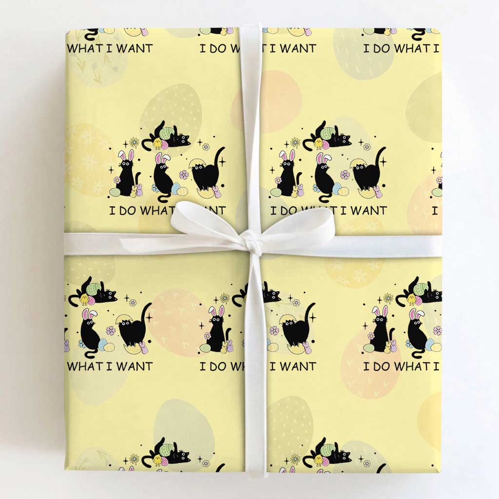 Funny Easter Black Cat Wrapping Paper Roll I Do What I Want