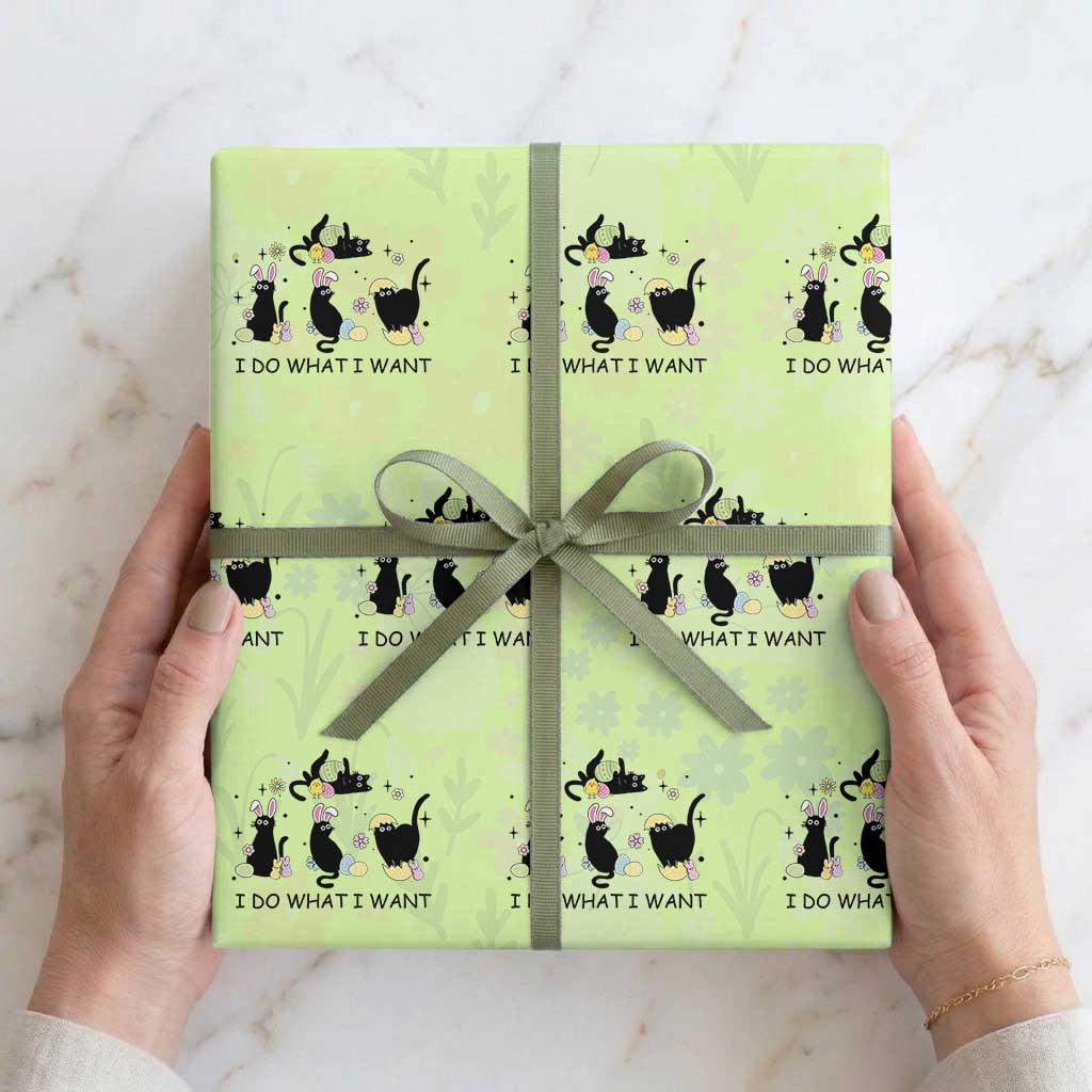 Funny Easter Black Cat Wrapping Paper Roll I Do What I Want