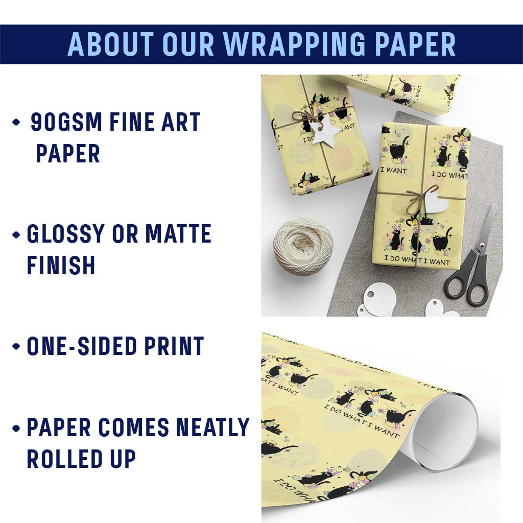 Funny Easter Black Cat Wrapping Paper Roll I Do What I Want