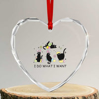 Funny Easter Black Cat Heart Crystal Glass Ornament I Do What I Want