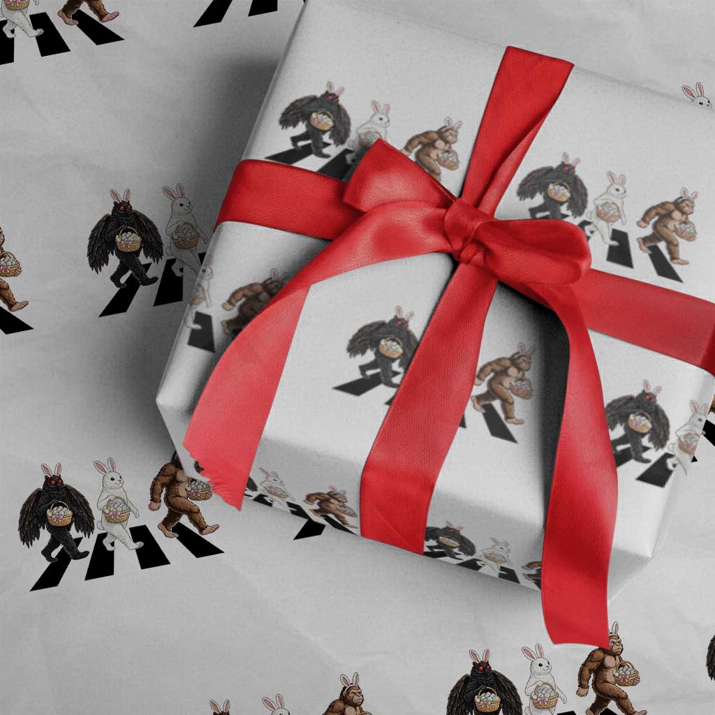Funny Easter Bunny Bigfoot Mothman Wrapping Paper Roll Cryptid Lover Gift