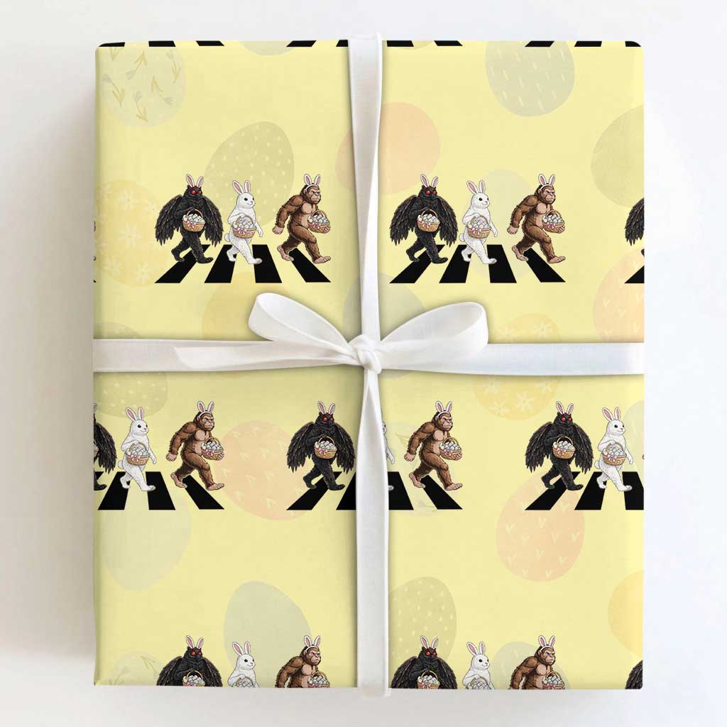 Funny Easter Bunny Bigfoot Mothman Wrapping Paper Roll Cryptid Lover Gift