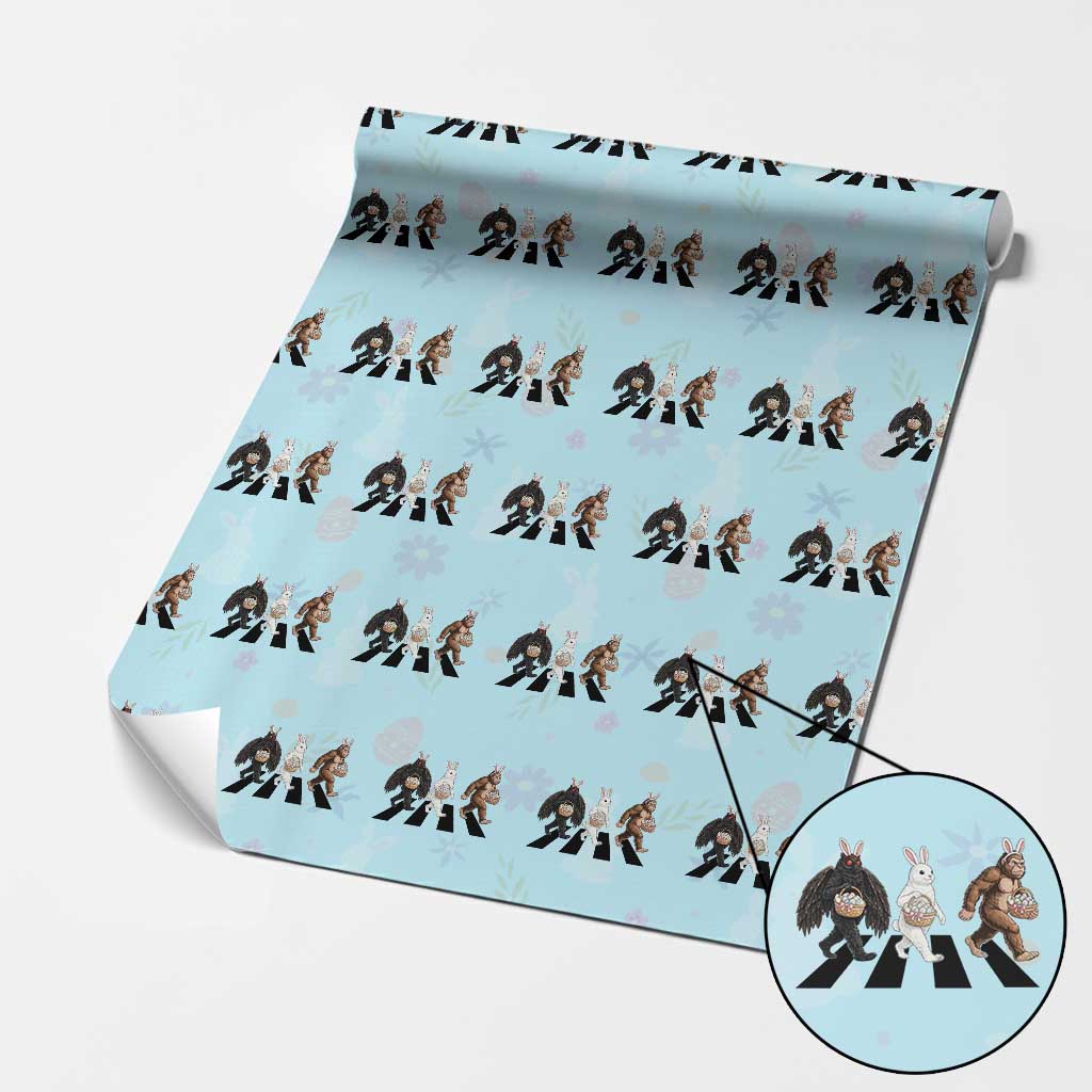 Funny Easter Bunny Bigfoot Mothman Wrapping Paper Roll Cryptid Lover Gift