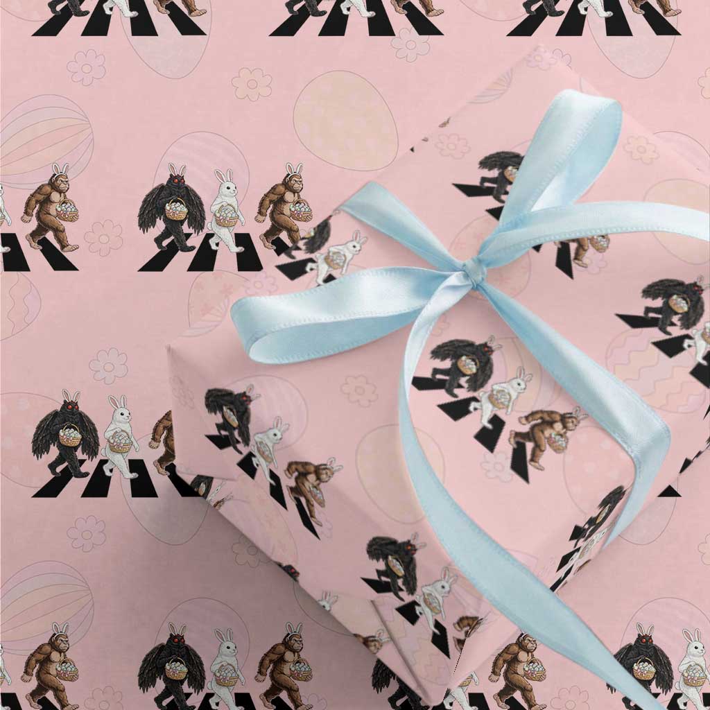 Funny Easter Bunny Bigfoot Mothman Wrapping Paper Roll Cryptid Lover Gift