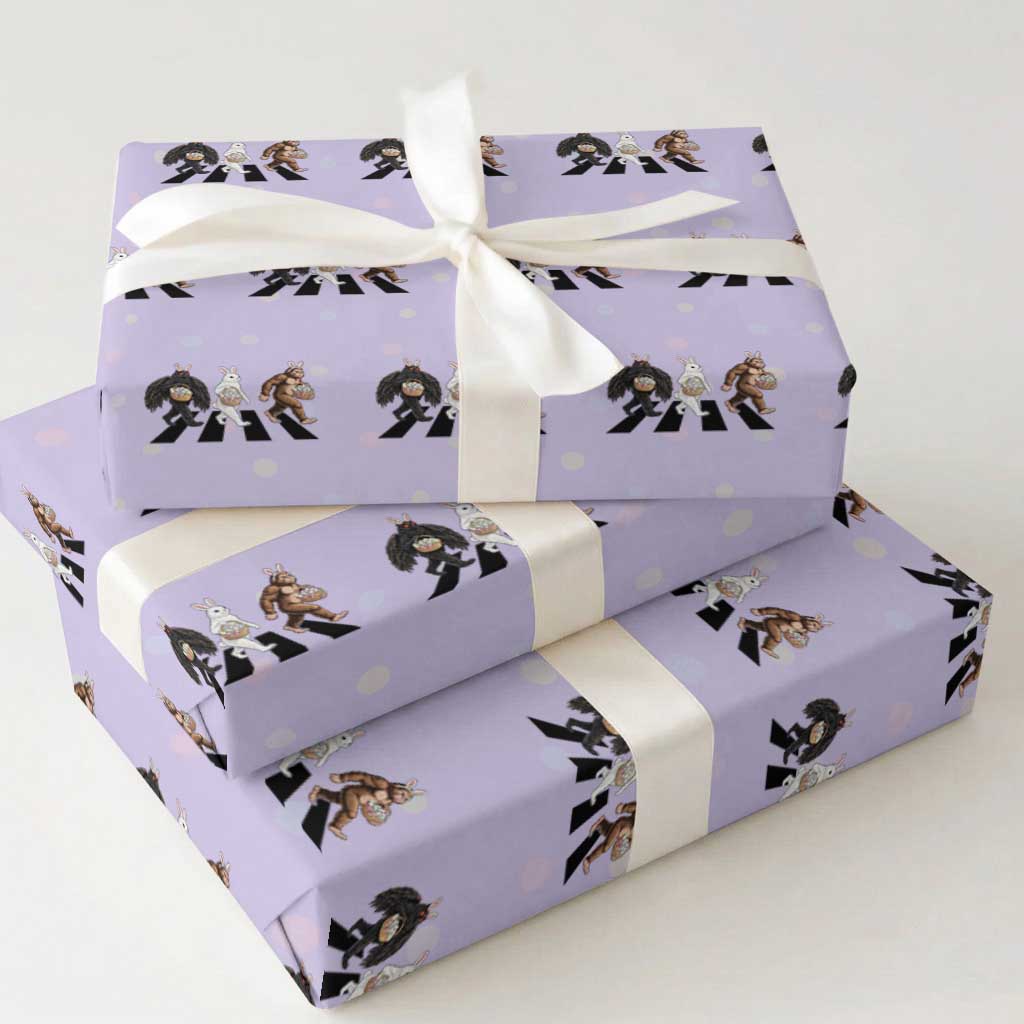 Funny Easter Bunny Bigfoot Mothman Wrapping Paper Roll Cryptid Lover Gift