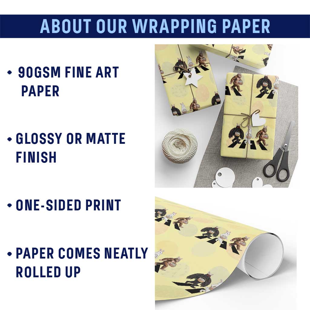 Funny Easter Bunny Bigfoot Mothman Wrapping Paper Roll Cryptid Lover Gift