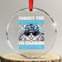 Funny Easter Bunny Forget the Bunnies I’m Chasing Hunnies Crystal Glass Ornament Cool Rabbit with Sunglasses & Hat Humor