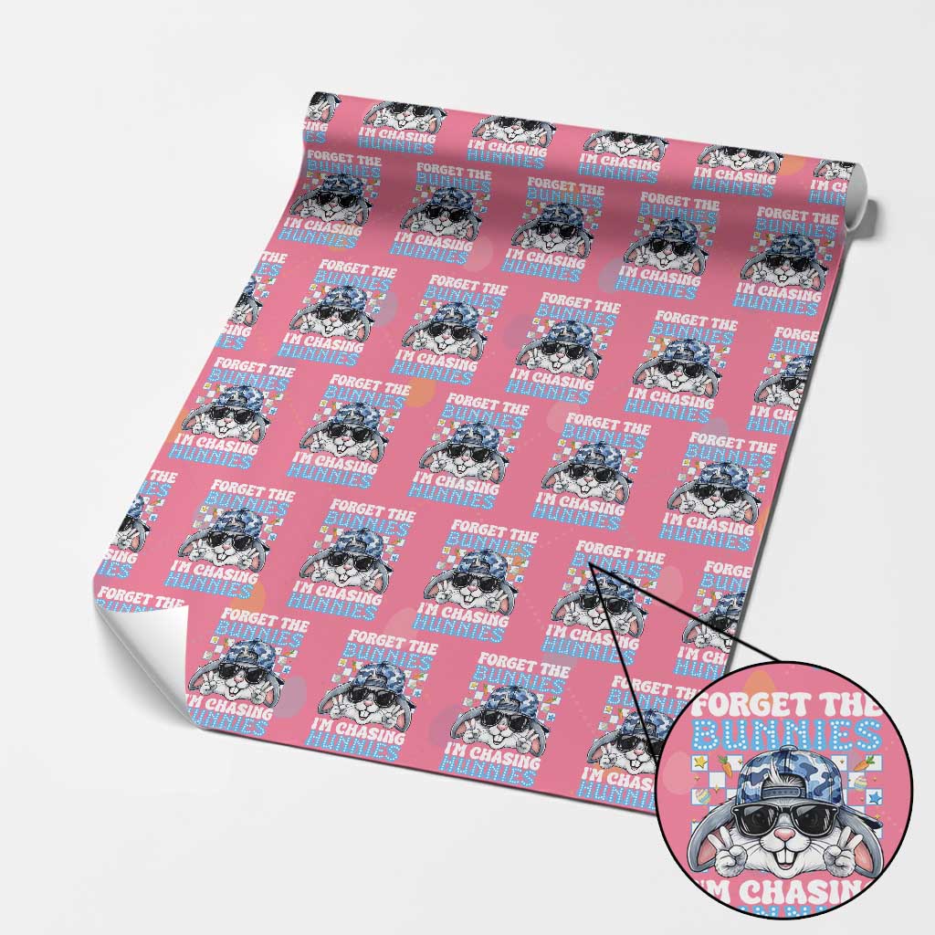 Funny Easter Bunny Forget the Bunnies I’m Chasing Hunnies Wrapping Paper Roll Cool Rabbit with Sunglasses & Hat Humor