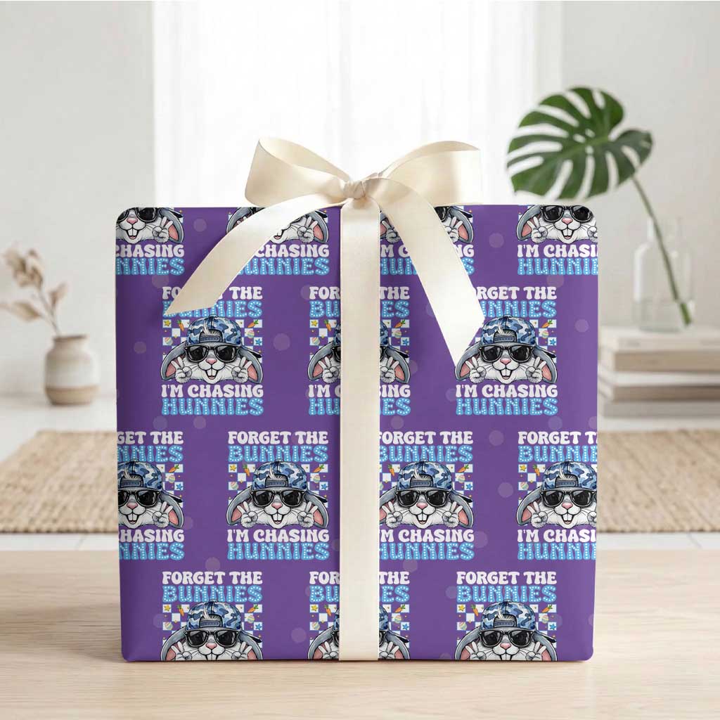 Funny Easter Bunny Forget the Bunnies I’m Chasing Hunnies Wrapping Paper Roll Cool Rabbit with Sunglasses & Hat Humor