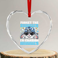 Funny Easter Bunny Forget the Bunnies I’m Chasing Hunnies Heart Crystal Glass Ornament Cool Rabbit with Sunglasses & Hat Humor