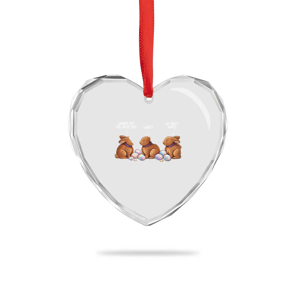 Funny Easter Bunny Heart Crystal Glass Ornament Where Did You Guys Go Chocolate