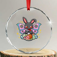 Funny Easter Bunny Mothman Loves Glazed Ham Crystal Glass Ornament