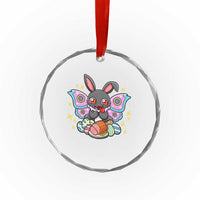 Funny Easter Bunny Mothman Loves Glazed Ham Crystal Glass Ornament