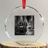 Funny Easter Bunny Selfie Crystal Glass Ornament Bigfoot Jersey Devil Chupacabra Egg Hunt