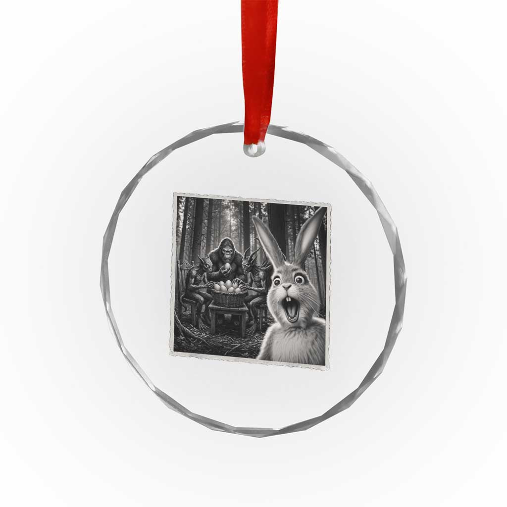 Funny Easter Bunny Selfie Crystal Glass Ornament Bigfoot Jersey Devil Chupacabra Egg Hunt