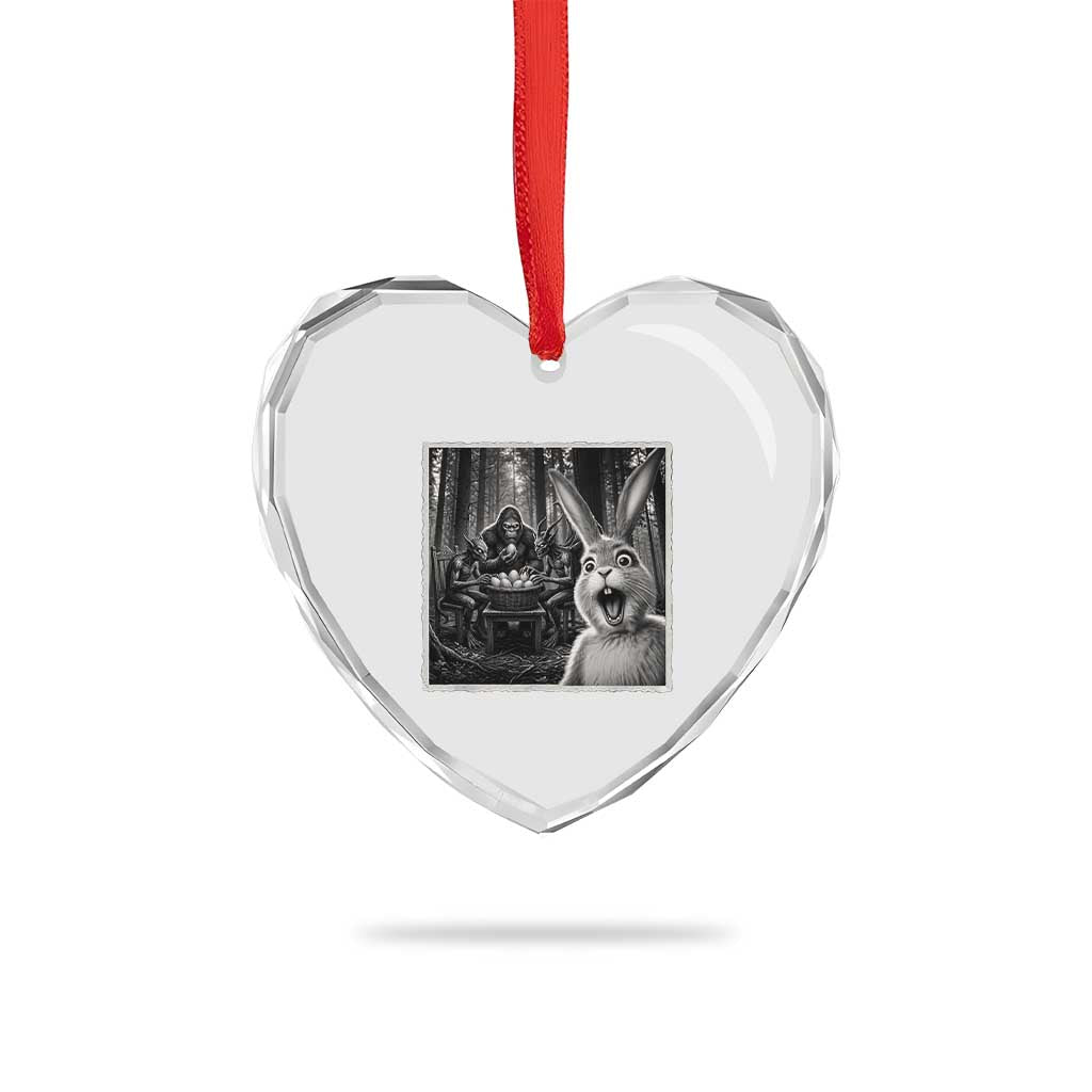 Funny Easter Bunny Selfie Heart Crystal Glass Ornament Bigfoot Jersey Devil Chupacabra Egg Hunt