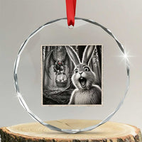Funny Easter Bunny Selfie Mothman Egg Hunt Crystal Glass Ornament