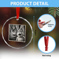 Funny Easter Bunny Selfie Mothman Egg Hunt Crystal Glass Ornament