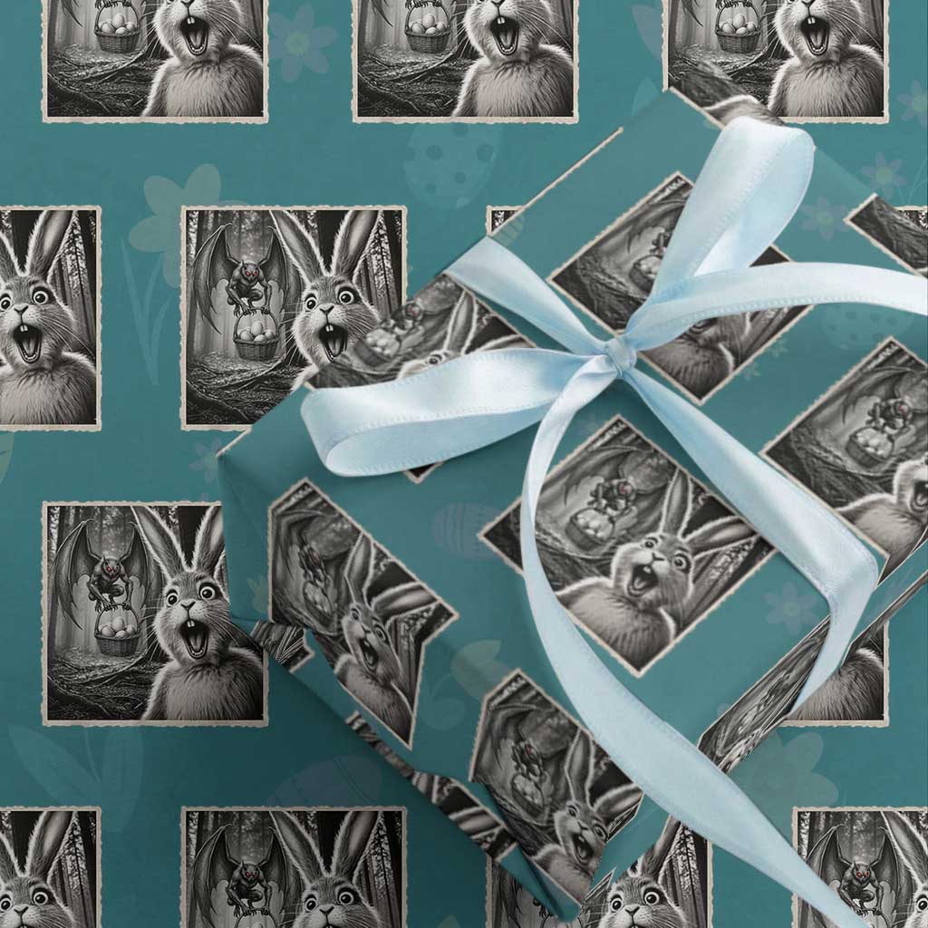 Funny Easter Bunny Selfie Mothman Egg Hunt Wrapping Paper Roll