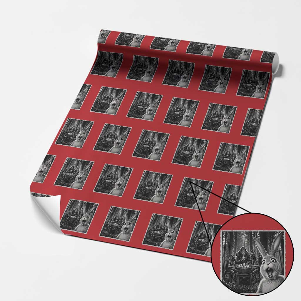 Funny Easter Bunny Selfie Wrapping Paper Roll Bigfoot Jersey Devil Chupacabra Egg Hunt