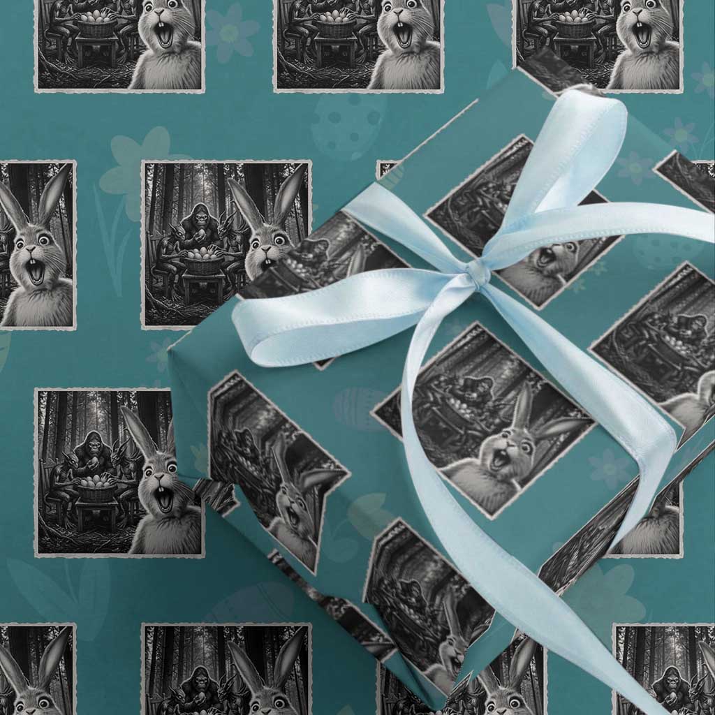 Funny Easter Bunny Selfie Wrapping Paper Roll Bigfoot Jersey Devil Chupacabra Egg Hunt