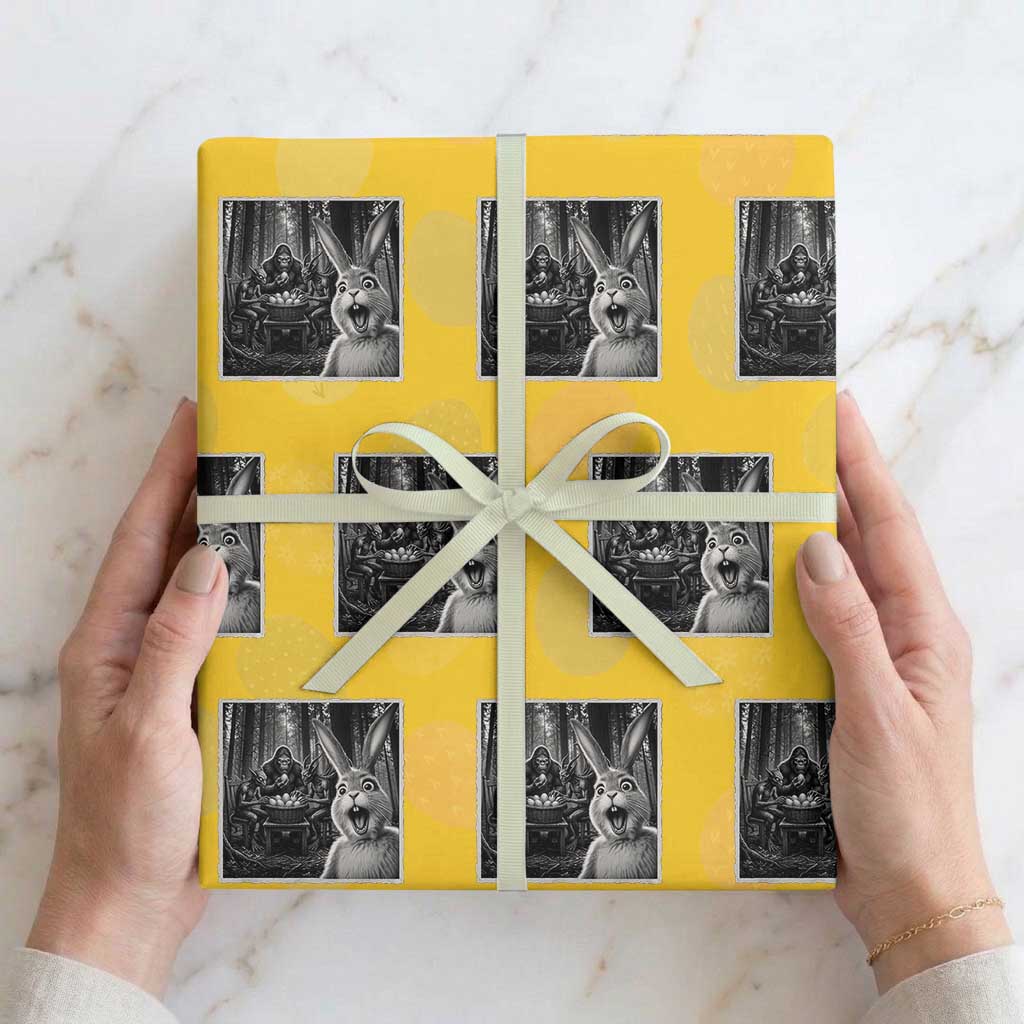Funny Easter Bunny Selfie Wrapping Paper Roll Bigfoot Jersey Devil Chupacabra Egg Hunt