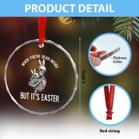 Funny Easter Bunny Skeleton Crystal Glass Ornament Dead Inside But It Is Easter