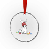 Funny Easter Bunny Wearing Hat American Crystal Glass Ornament