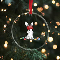 Funny Easter Bunny Wearing Hat American Crystal Glass Ornament